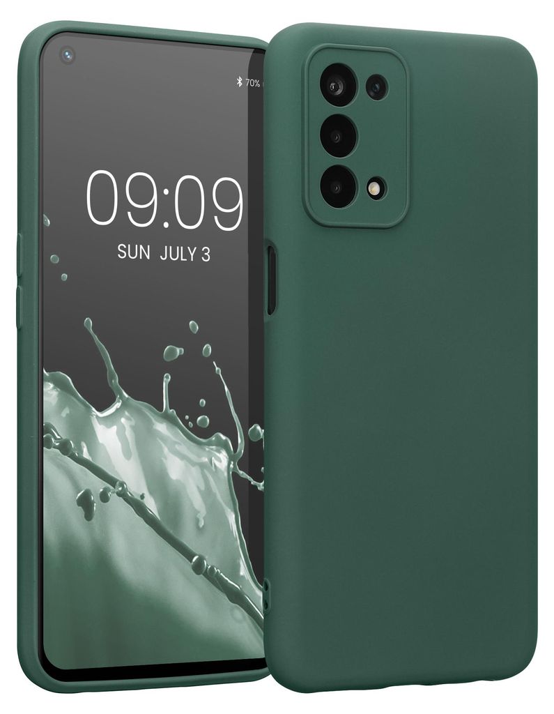 kwmobile Slim Case kompatibel mit Oppo A74 (5G) / A54 (5G) Hülle - Handyhülle aus Silikon in Moosgrün