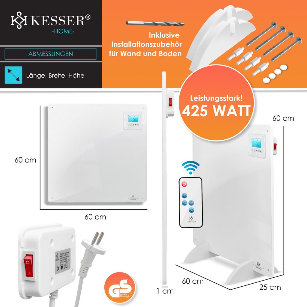 KESSER® Infrarotheizung 425-550 Watt mit Fernbedienung ✓ Produktbild 6