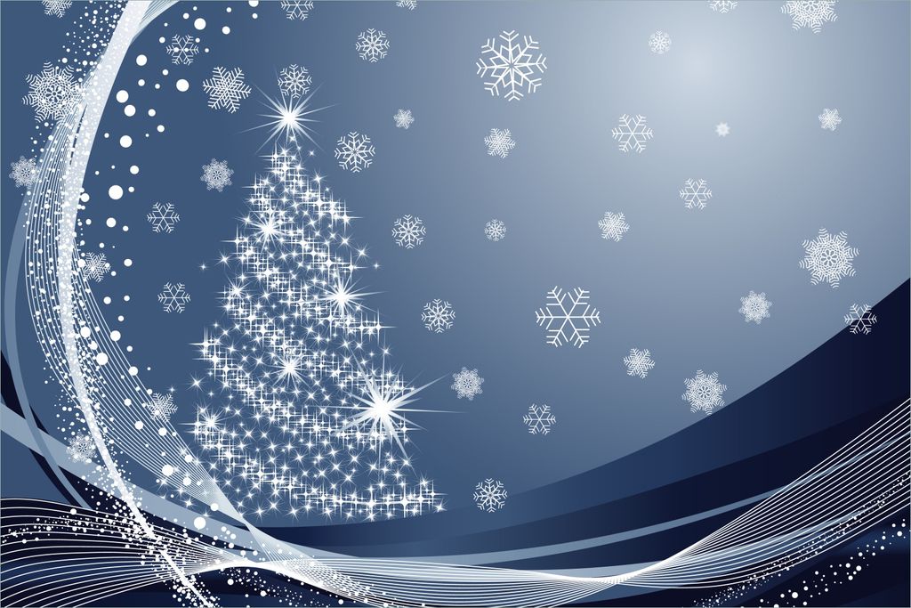 Wallario Poster - Glitzernder Tannenbaum mit Schneeflocken, Kunstdruck Größe: 61 x 91,50 cm