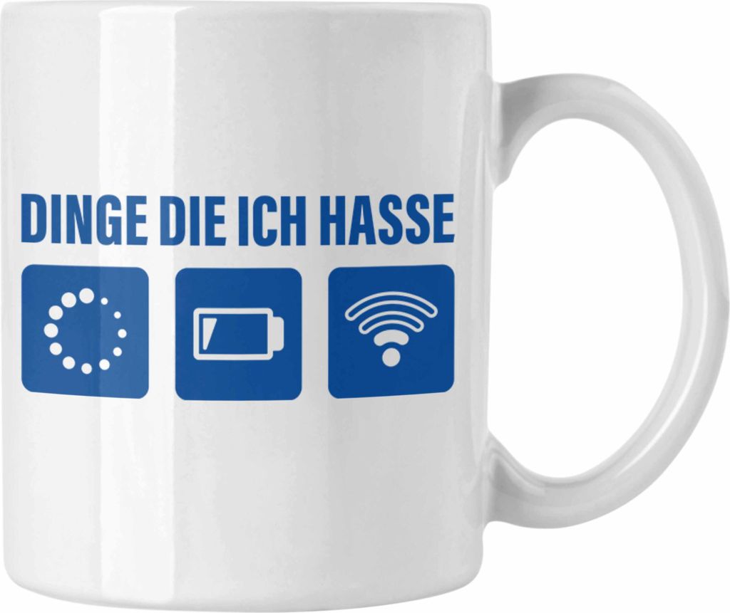 Trendation - Dinge Die Ich Hasse Tasse Lustige Nerd Kaffeetasse Wlan Akku Loading 5. 6. 7. Geburtstag (Weiß)