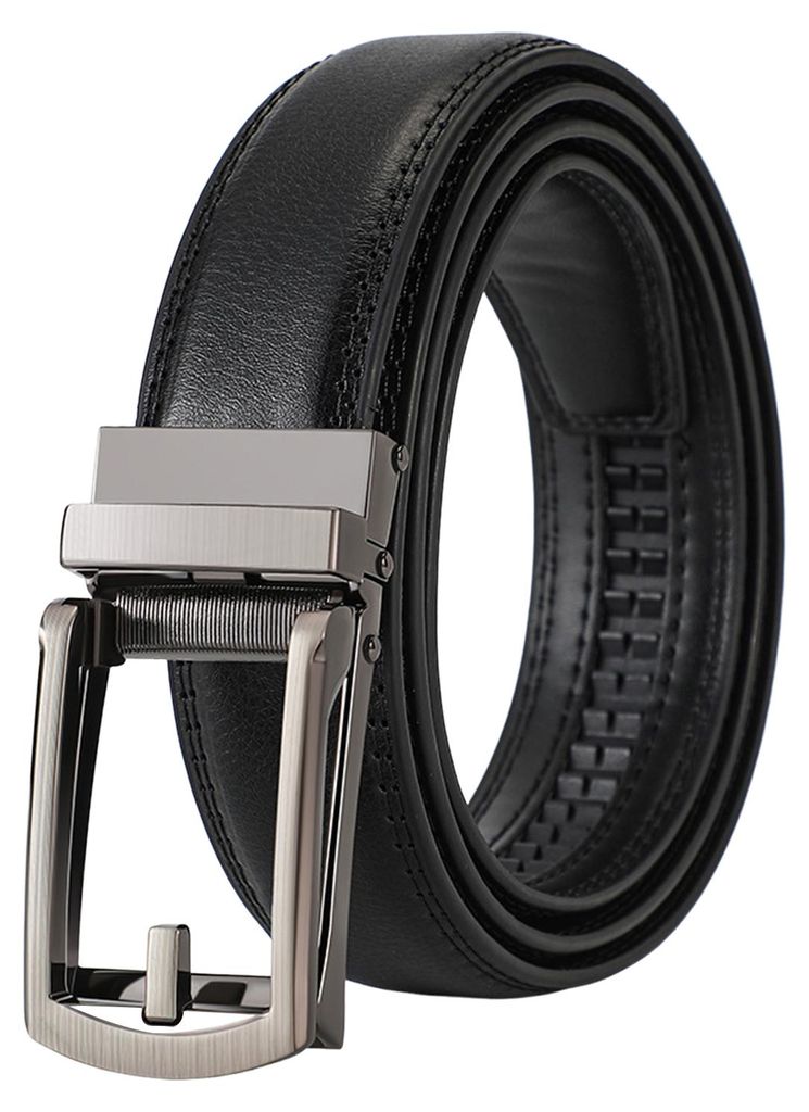 Herrengürtel mit Automatikschnalle, weiches Kunstleder, verstellbar, kein Loch, mit angedeutetem Stiftdesign, Schnellverschluss für Jeans und Hosen