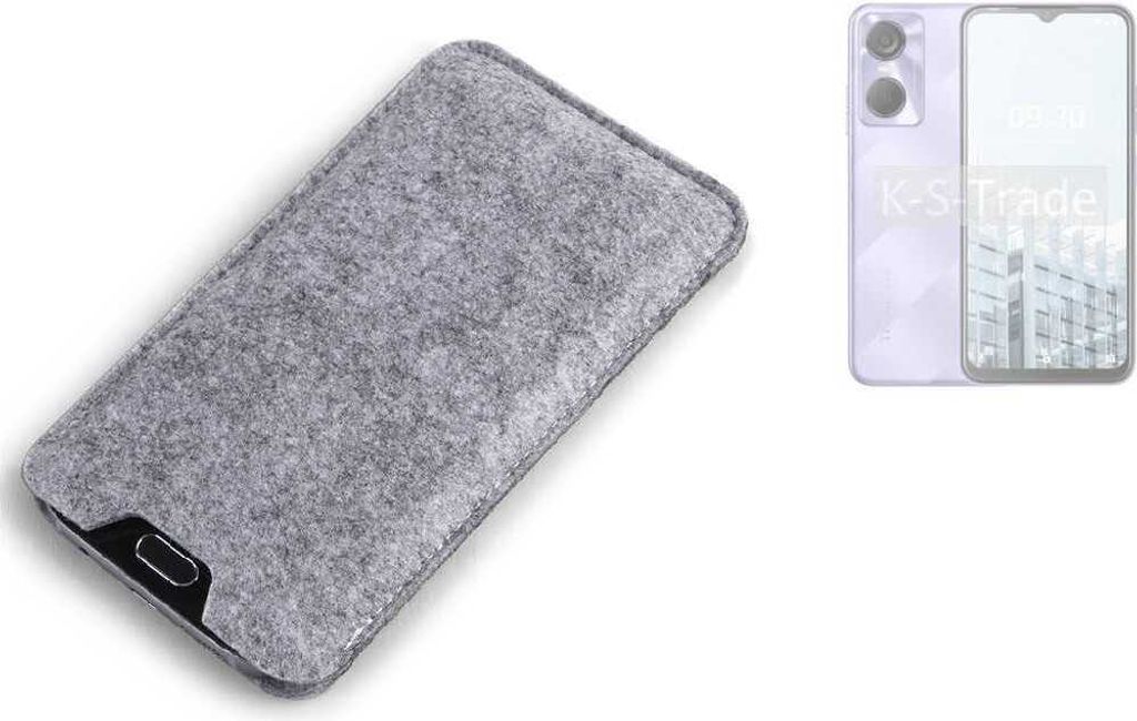 K-S-Trade Filz Handyhülle kompatibel mit Tecno Pop 6 Schutzhülle Filztasche Filz Tasche Case Sleeve Handy Hülle Filzhülle grau