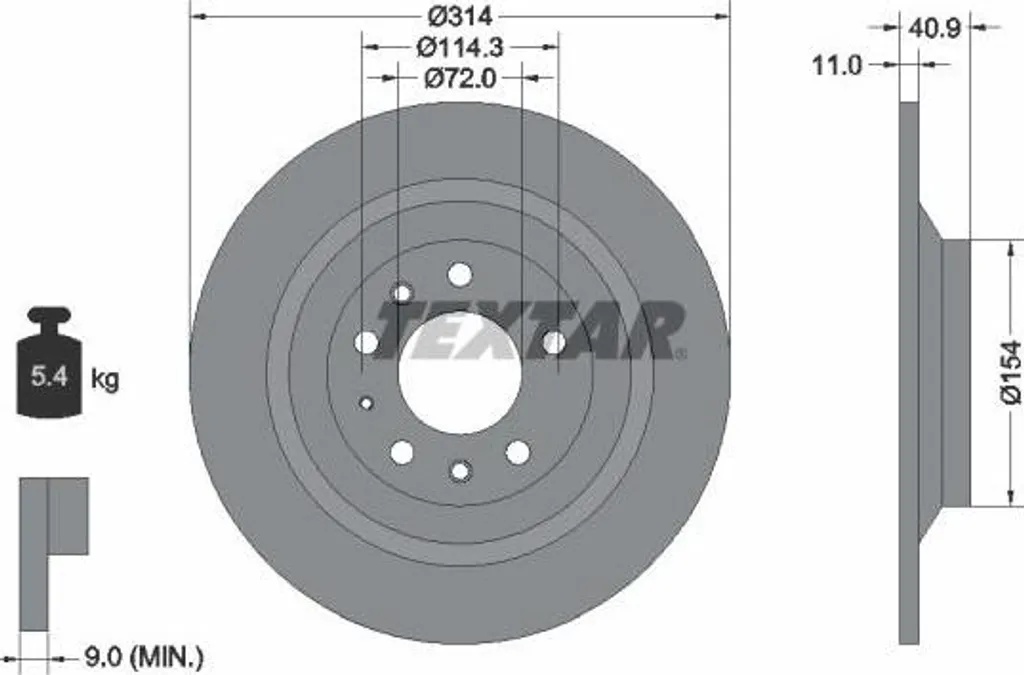 Disque de frein arrière de haute qualité pour Mazda 6 - Textar 92166400