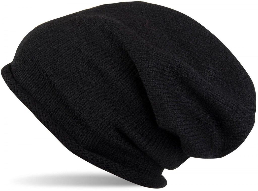 styleBREAKER Uni Beanie Feinstrick Rollrand bis Umfang Produktbild 