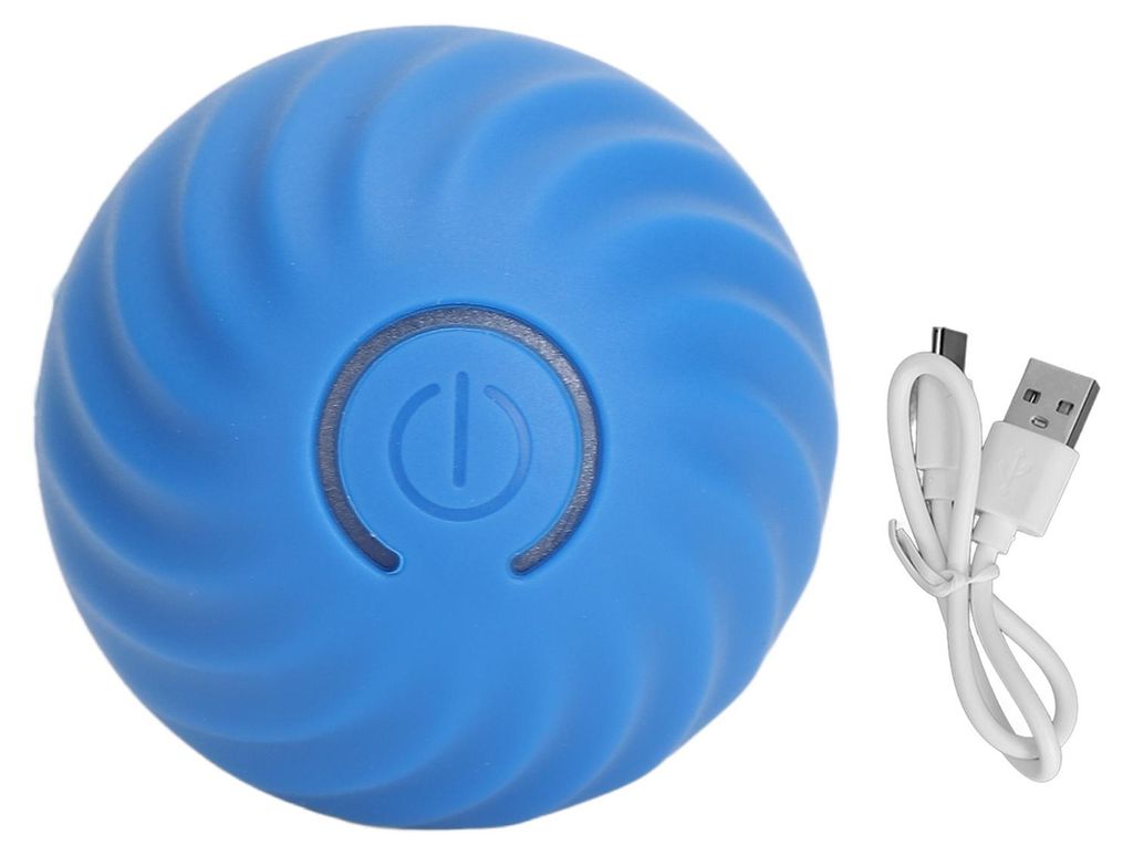 Interaktives Katzenspielzeug, Ball mit LED-Licht, wiederaufladbar, 360 Grad, selbstdrehend, intelligent, für Hunde und Haustiere, Blau