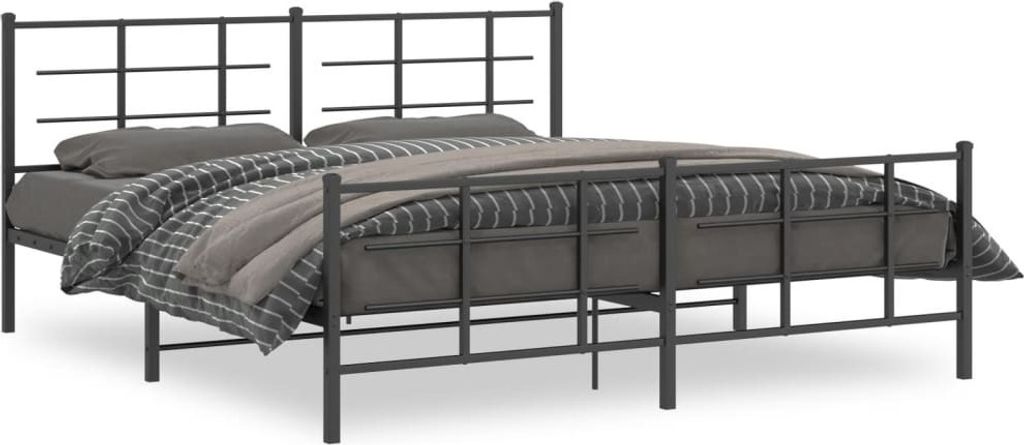 Maison Exclusive - Bettgestell mit Kopf- und Fußteil Metall Schwarz 183x213 cm