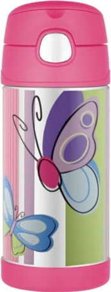 Kinder-Thermoskanne mit Strohhalm Thermoskanne 0,35l Schmetterling
