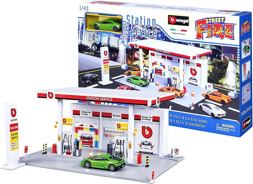 Bburago 18-30404 - Street Fire Tankstelle inkl. 1 Fahrzeug Produktbild 
