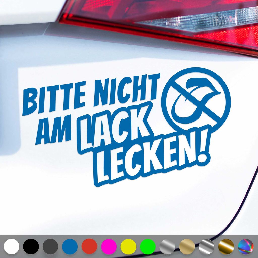 PantherPixel Nicht Am Lack Lecken Aufkleber Warnung Verboten Sticker Auto Geschenkidee Farbe Blau