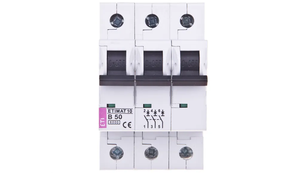 Disjoncteur magnétothermique tripolaire 50A type AC pour rail DIN