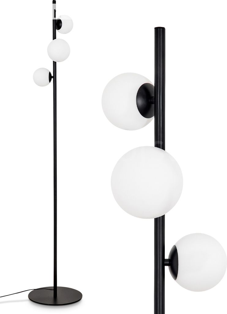 Garaguso Stehlampe aus Metall/Glas in Schwarz/Weiß