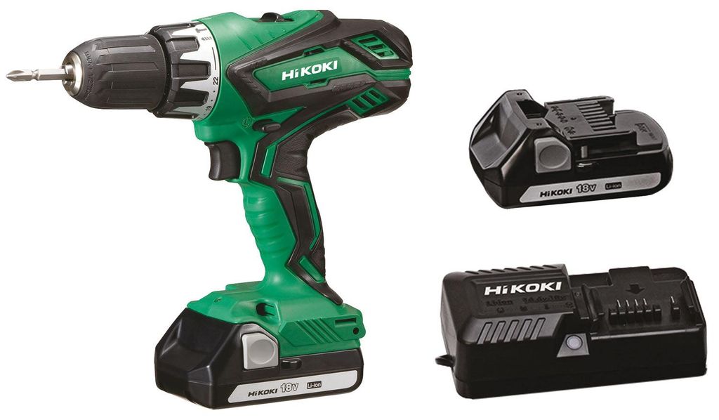 Hikoki DV18DJL, Handbohrmaschine, Schwarz, Grün, 1400 RPM, 3,8 cm, 1,3 cm, 1,3 cm