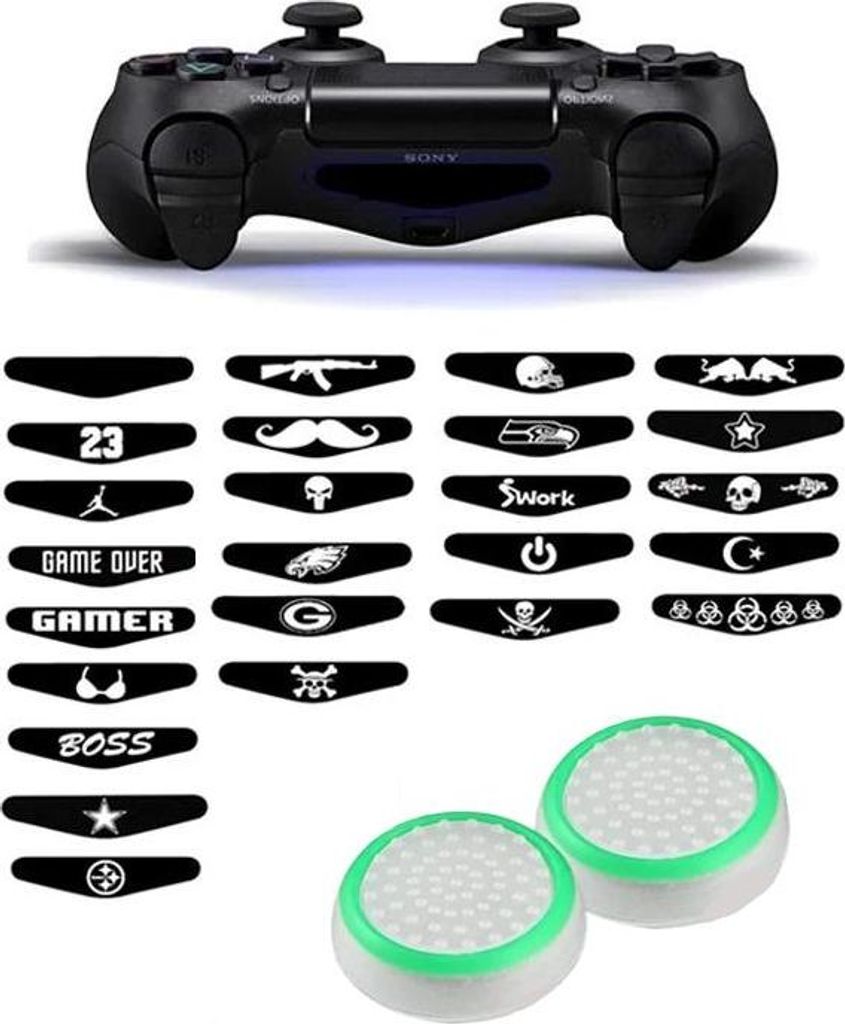 Thumbgrips - Thumb Grips + Stickers voor PS4, PlayStation 4 - Gaming Thumbgrips - Performance Thumbsticks - Anti-Slip Joystick Caps - Bescherming A...