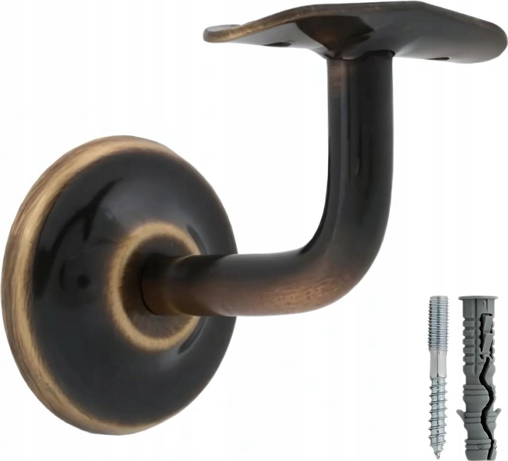 Geländerhalterung - Montageset - Patina - Pulverbeschichtetes Metall - für Treppengeländer - für Runde Geländer
