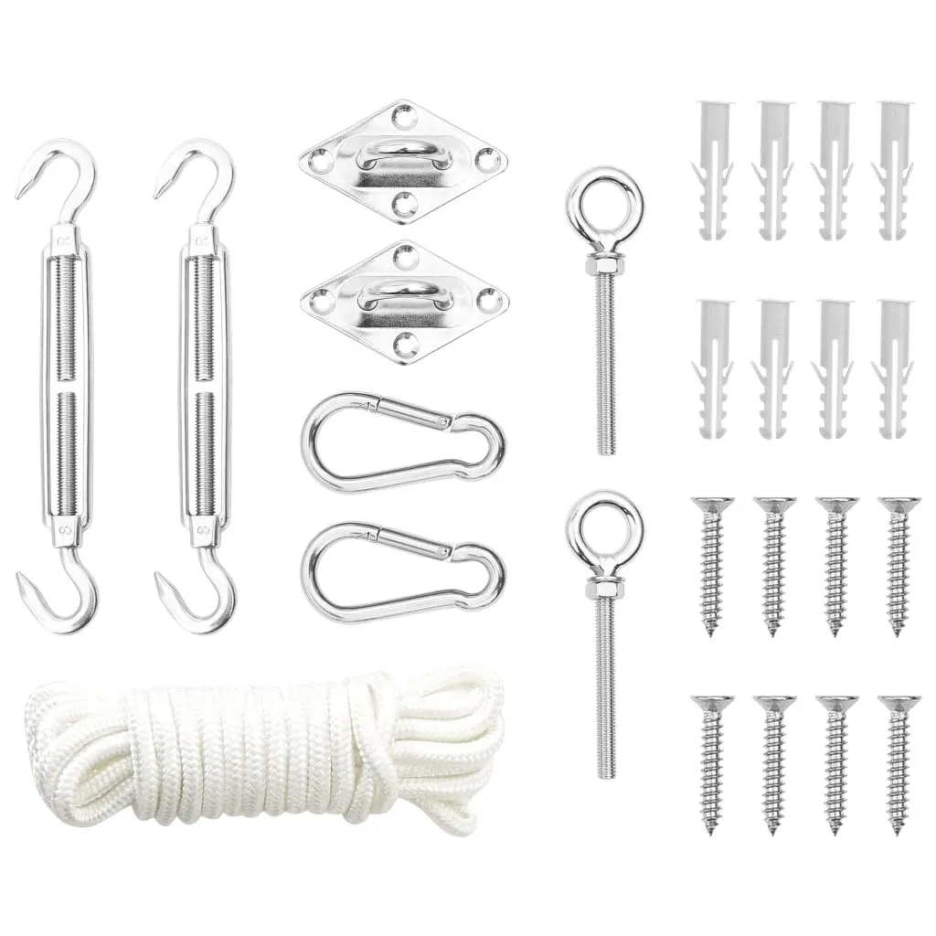 Kit fixation voile d'ombrage inox 9 pcs pour éviter les chutes et la rouille