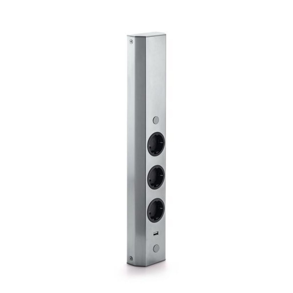 THEBO WASA XS élément de prise murale, 3x + 1-USB, acier Image du produit 