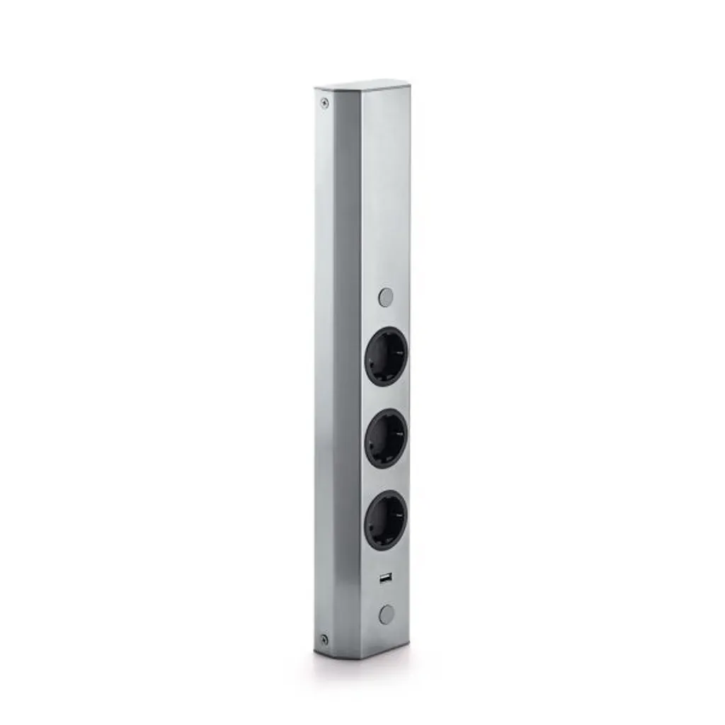 THEBO WASA XS Presa Angolare Acciaio Inox 3 Prese + USB | High-Tech