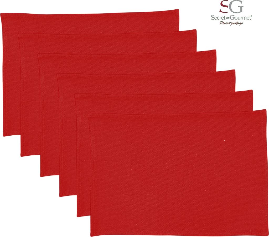 Tischset aus Baumwolle – Rot – 45 x 30 cm – Set mit 6 Stück Produktbild 