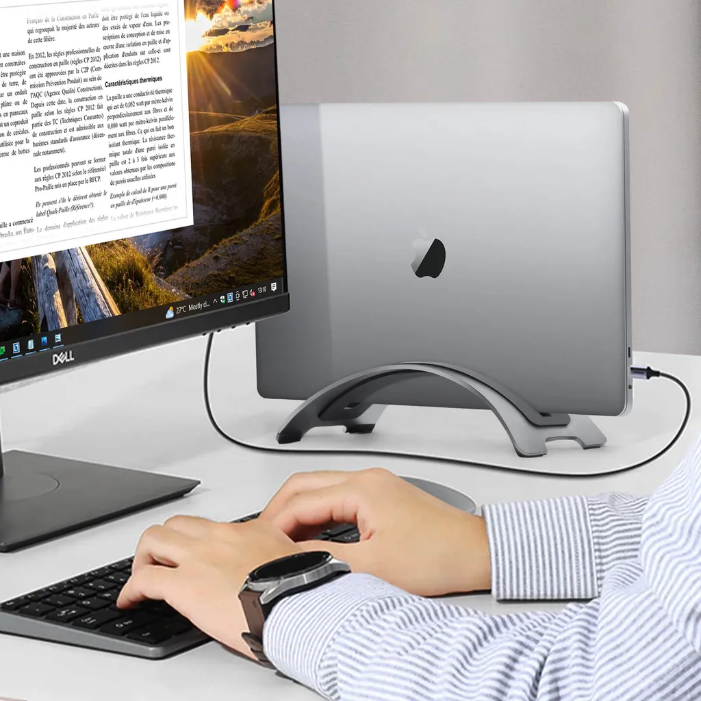 Support Vertical MacBook en Aluminium - Dock Station Twelve South Gris - 4