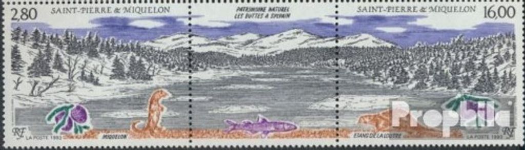 Briefmarken St. Pierre und Miquelon 1993 Mi 662-663 Dreierstreifen (kompl.Ausg.) postfrisch Naturschutz