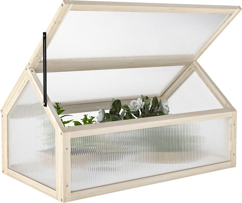 Serre châssis en bois avec toit ouvrant réglable 90 x 52 x 49,5 cm