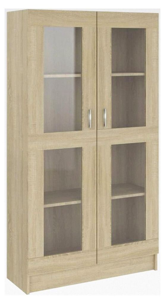 Vitrinenschrank Bücherschrank Aktenschrank Büroschrank Vitrine Bücherregal Standvitrine Sonoma-Eiche 82,5x30,5x150cm