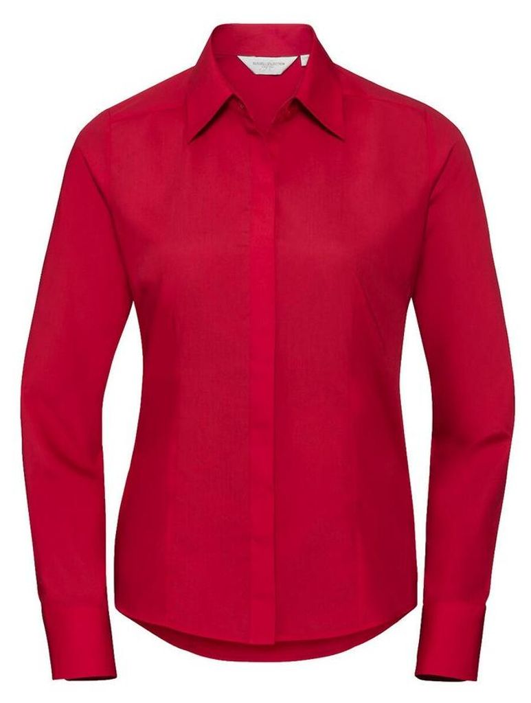 Russell Collection - Hemd für Damen Langärmlig FK2238 (4XL) (Rot)