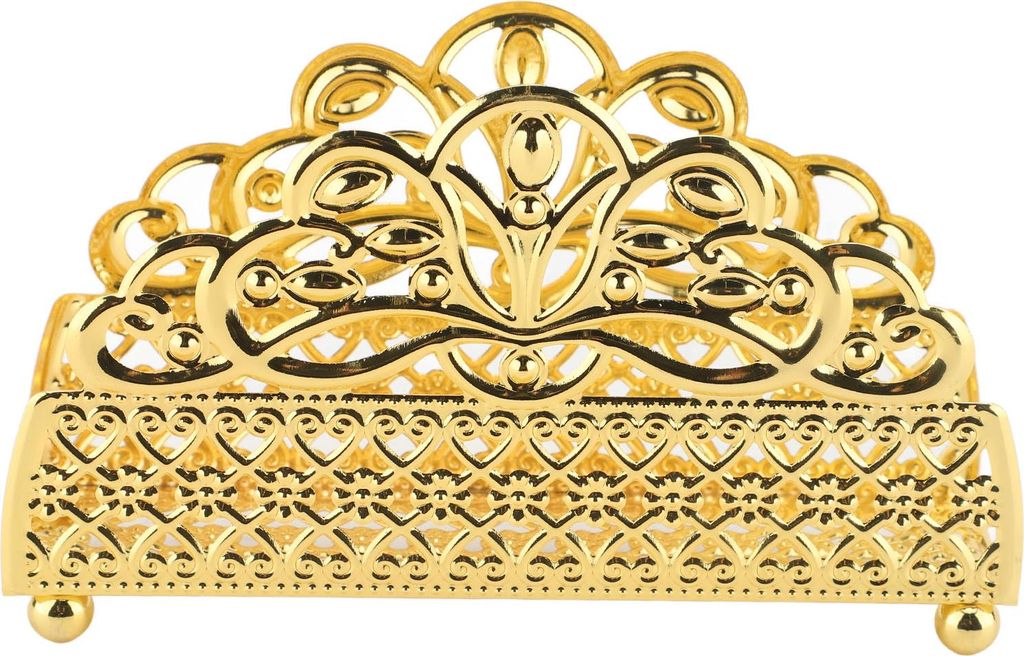 Schreibtisch Serviettenhalter Gold Iron Art Standing Organizer Stand für Hotel Restaurant Home Ess Tischnetzmuster