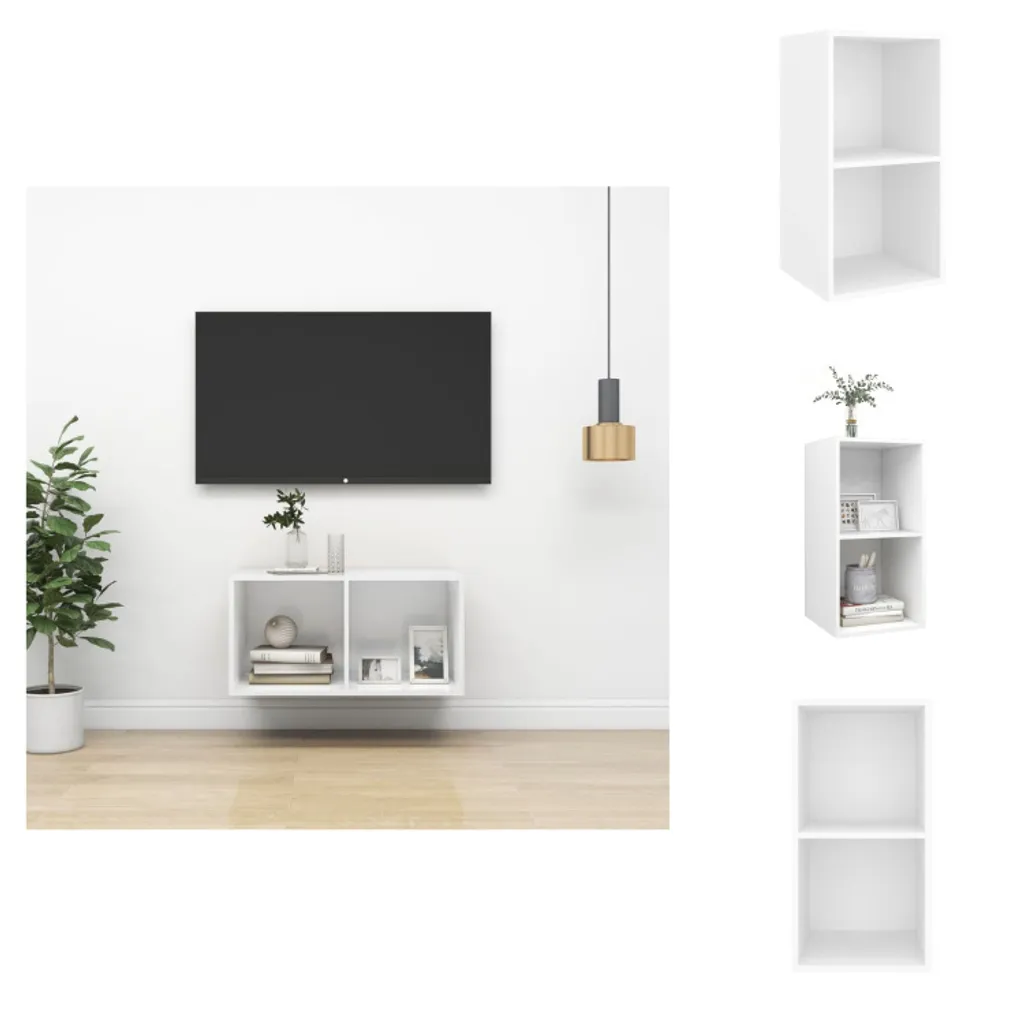 Armadietto TV a Parete Bianco 37x37x72 cm - Organizzazione Smart