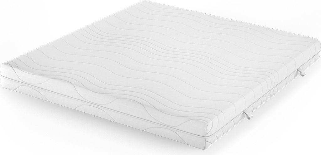 A white mattress with a wavy pattern on a white background.