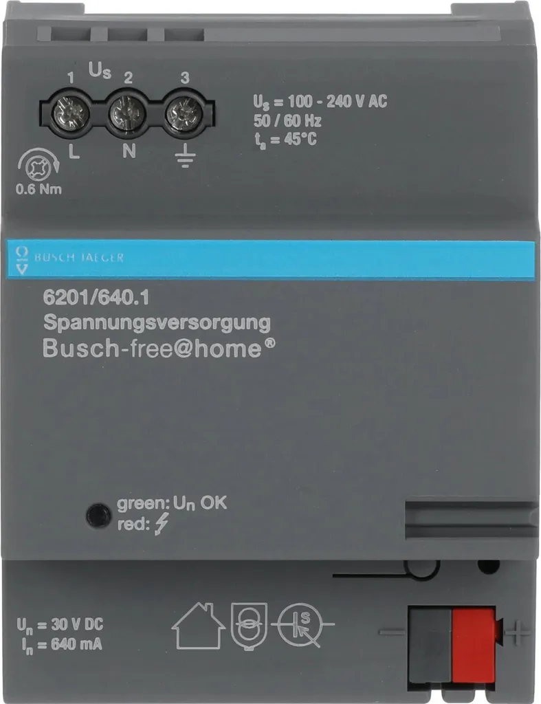 Alimentation Bus 640 mA Busch-free@home pour Rail DIN Busch-Jaeger 1 pc