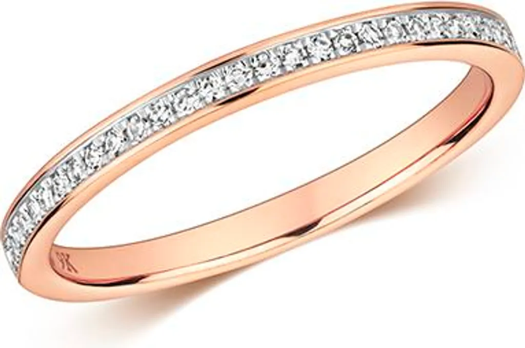 Alliance Femme Éternité en Or Rose 9 Carats et Diamants Véritables T49
