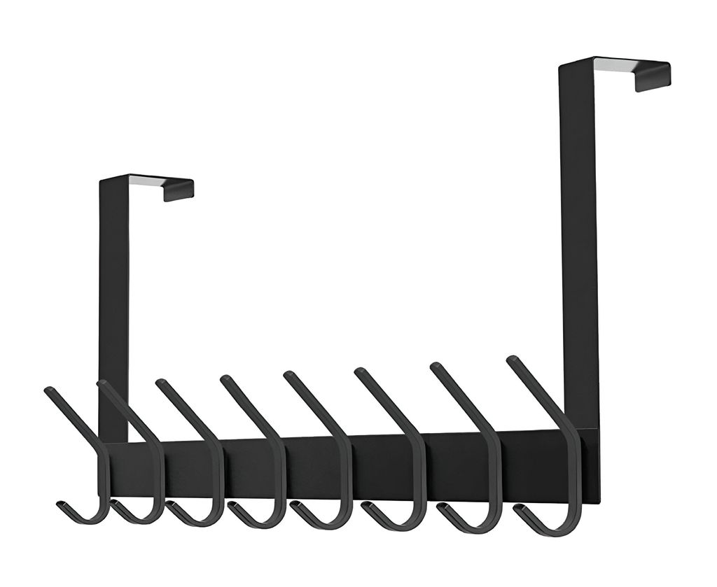 TOJ Living Deurgarderobe zwart – RVS deurhakenlijst met 16 Productafbeelding 