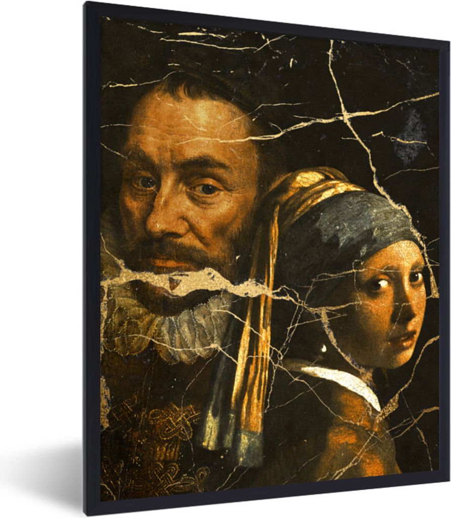 MuchoWow Gerahmtes Poster Kunst - Collage - Alte Meister 30x40 cm - Poster mit Schwarzem Bilderrahmen Wandposter Rahmen Foto Bilder - Wanddeko - ...