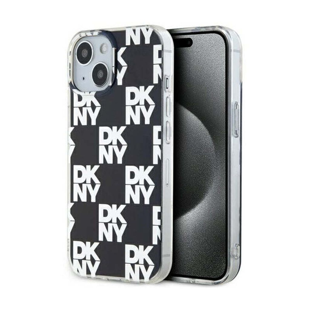 DKNY IML Checkered Mono Pattern Case für iPhone 15 Plus / 14 Plus (Schwarz)