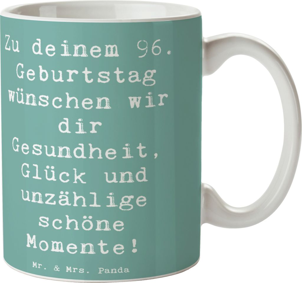 Mr. & Mrs. Panda Tasse Spruch 96. Geburtstag - Meeresbrise Produktbild 