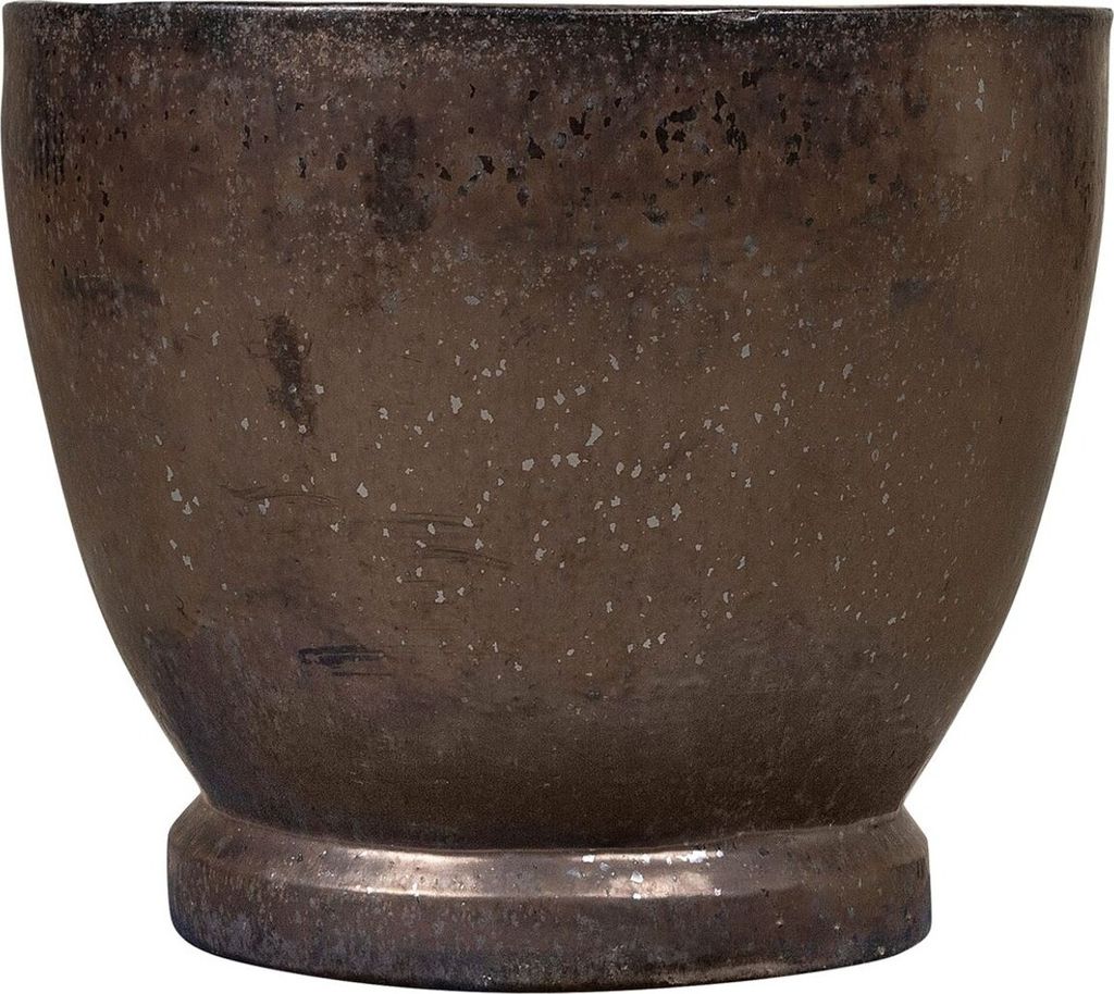Casa Padrino Jugendstil Blumentopf Schwarz / Bronze Ø 52 x H. 43 cm - Handgefertigter runder Terracotta Pflanzentopf - Garten & Terrassen Deko Acc...
