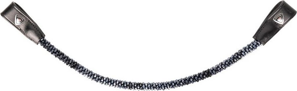 Hy - Pferde-Stirnriemen "ProPresicce Signature", Strassbesatz, Leder BZ6260 (Pony) (Marine)