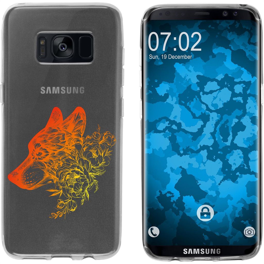 PhoneNatic Case kompatibel mit Samsung Galaxy S8 Silikon-Hülle Floral Wolf M3-2