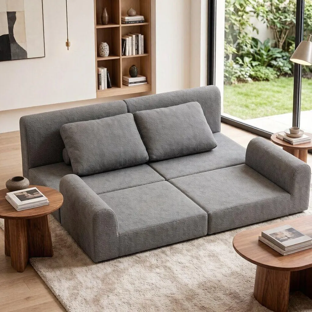 Canapé convertible avec mousse à mémoire de forme et dossier réglable gris - 8