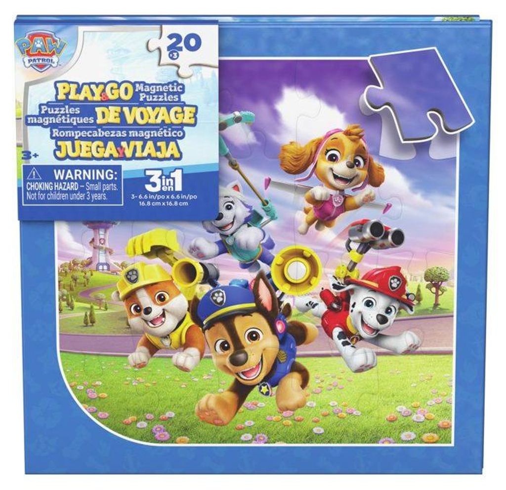 Magnetisches Puzzle Reiseset, 3 Puzzles, 20 Teile, 17 x 17 cm, Pat'Patrouille oder Gabby et la Maison Magique oder Dora