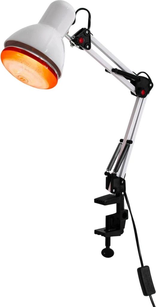 Infrarot Therapielampe - Wärmelampe - 150 W - 360° drehbarer Kopf - Faltbarer Arm - E27 Fassung - Leuchtmittel inkl. - 220 V - Weiß