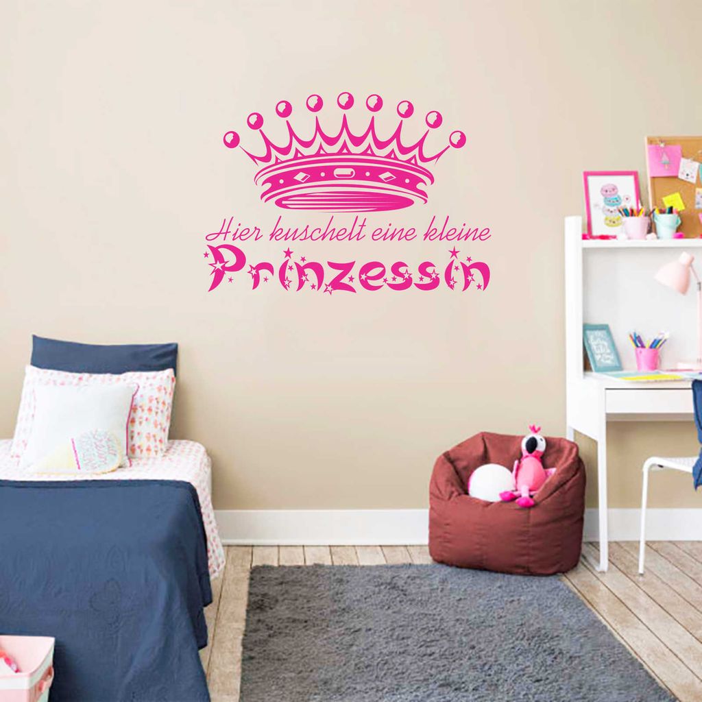 Wandtattoo - Wandaufkleber - Wandtattoo "Kuschel Prinzessin" - 80cm x 57cm pink - Dekoration Küche Wohnzimmer Wand