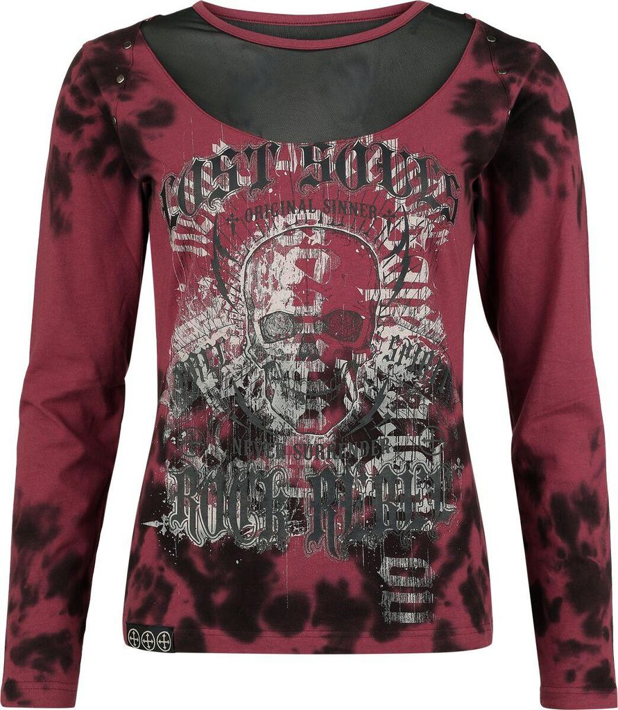 Rock Rebel by EMP Damen rot/schwarzes Langarmshirt mit Produktbild 