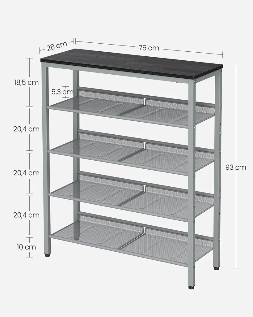 Solution Gain de Place : Étagère à Chaussures 5 Niveaux Métal Modulable - 3