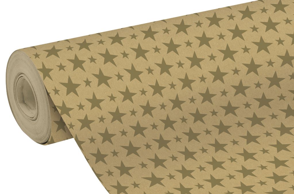 Clairefontaine Weihnachts-Geschenkpapier "Sterne gold" (B)700 mm x (L)50 m