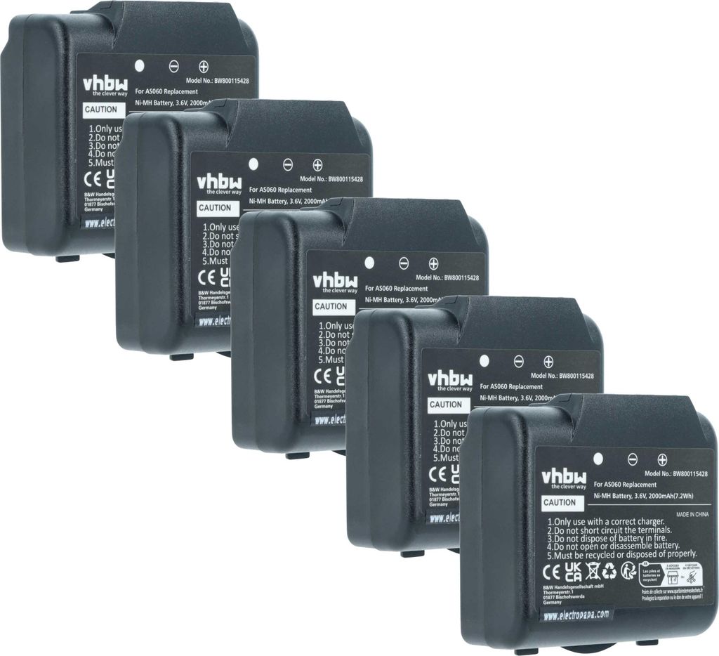 vhbw 5x Akku kompatibel mit IMET M550 Ares, M550S Thor, BE5500, BE3600 Industrie-Funkfernsteuerung Fernbedienung (2000 mAh, 3,6 V, NiMH) - Schwarz