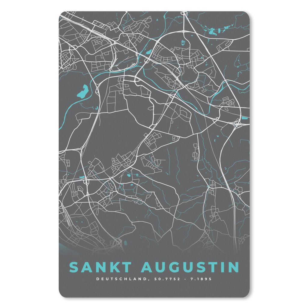 MuchoWow Mauspad Mousepad Stadtplan - Sankt Augustin - Deutschland - Karte 40x60 cm - Mousepads - Maus Mat - Pad - Mausunterlage - Schreibtisch A...