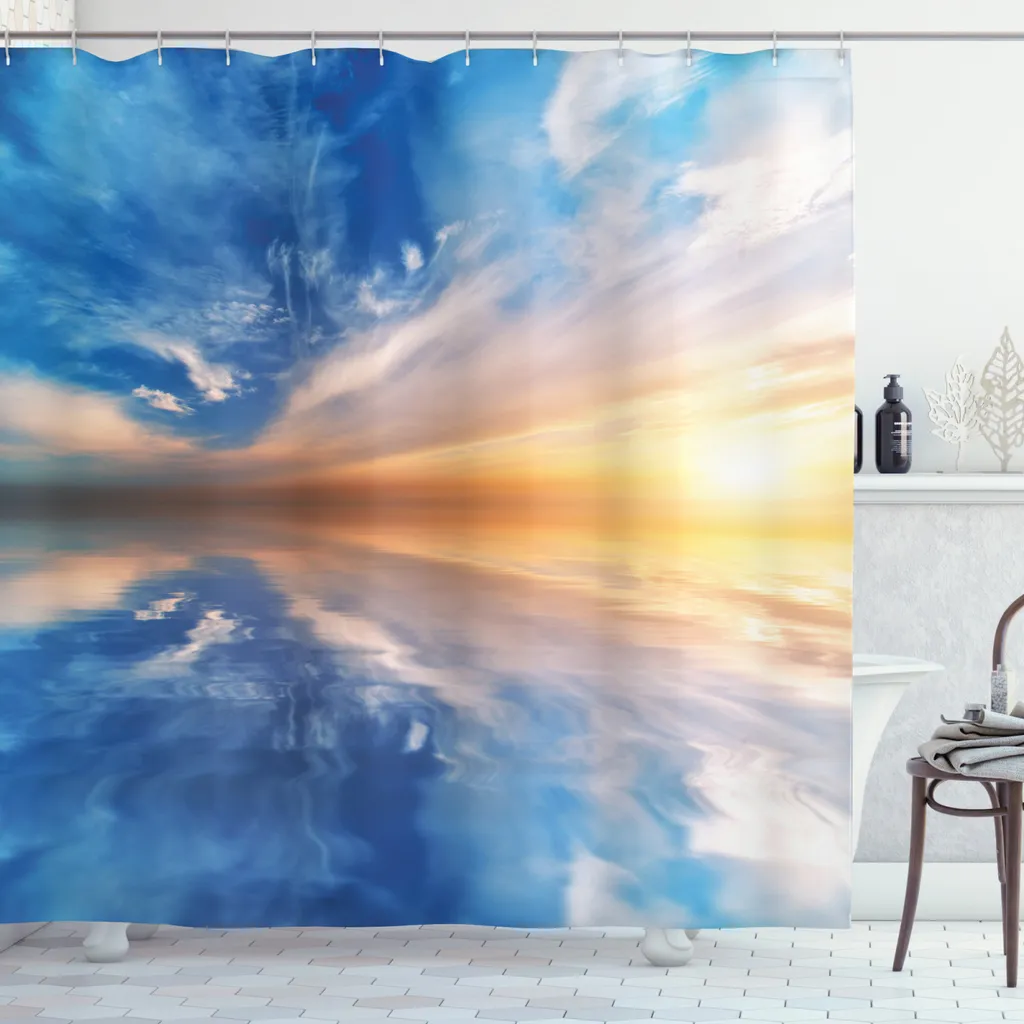 Tenda Doccia 180x200 cm Tavola da Surf Tropicale, 3D Tavola da Surf Tropicale Tenda Doccia Antimuffa Impermeabile, Tenda da Doccia in Poliestere Lavabile con 12 Ganci per Vasca da Bagno Moderna