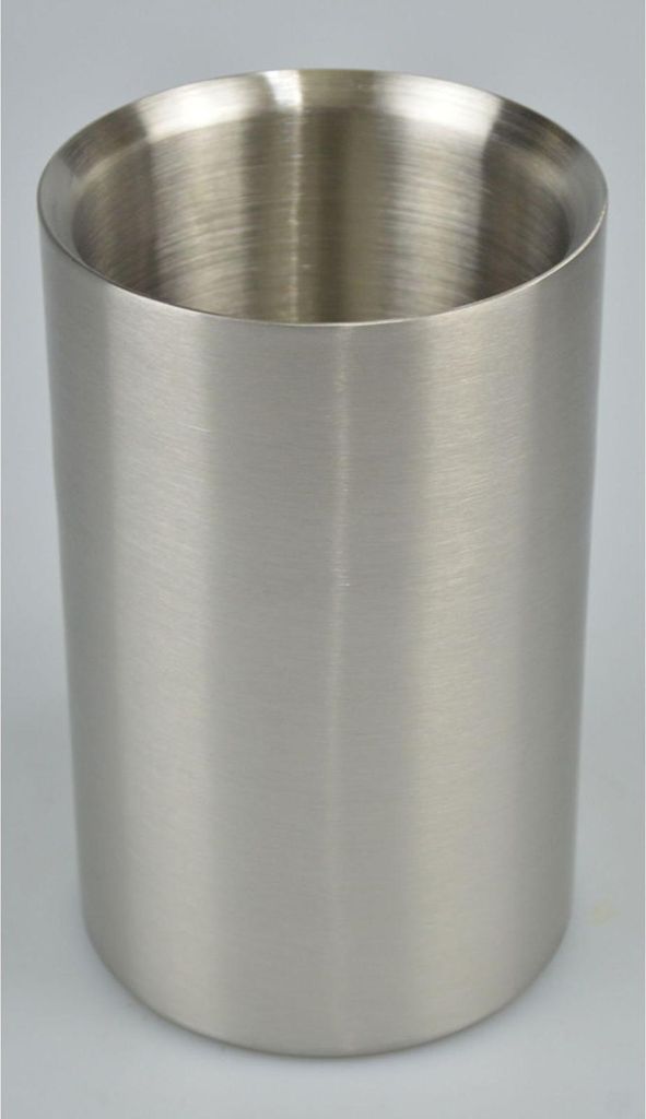 Flaschenkühler Edelstahl doppelwandig – Weinkühler Sektkühler Champagnerkühler D11cm Höhe 18,5 cm isoliert